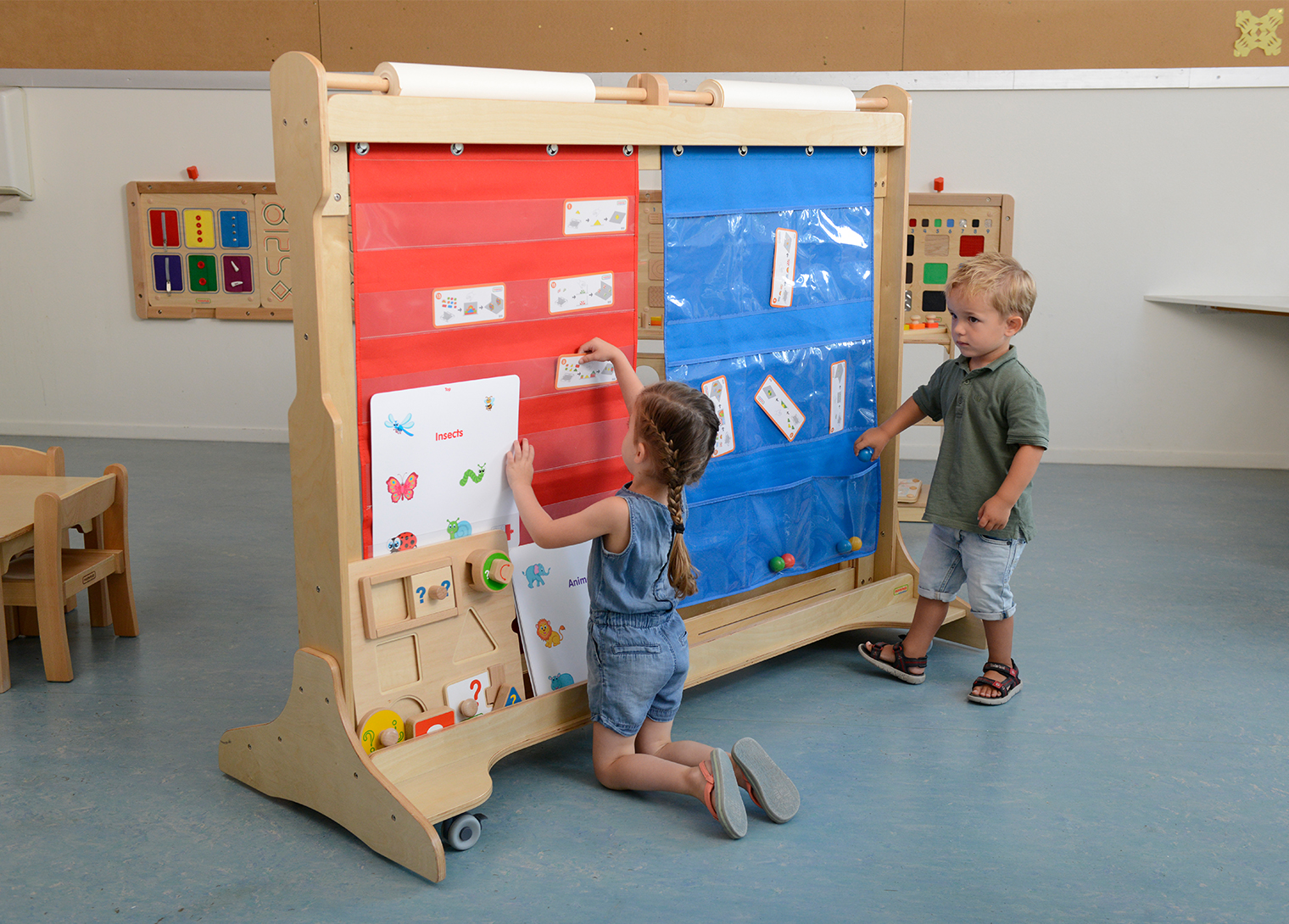 Learning Card Pocket Chart and Velcro Attaching Fabric Surface Double - Sided Hanger Cloth